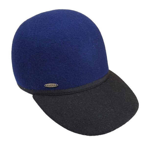 ADORA Equestrian Hat Unisex 7.5 Blue Black Brim Hook Loop Closure‎ Padded Horse - Picture 1 of 9